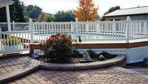 pool, deck, fence and garden accents at Leisure World